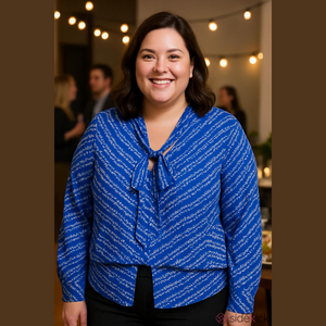 The Limited Business Geometric Blouse 2X Blue White